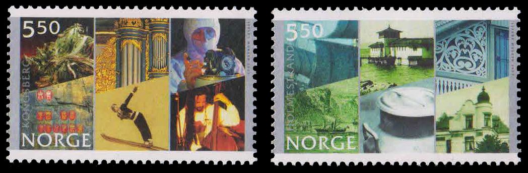 NORWAY 2002-City Charter Anniv. Holmestraud, Kongsberg, Set of 2, MNH, S.G. 1463-64, Cat � 5-