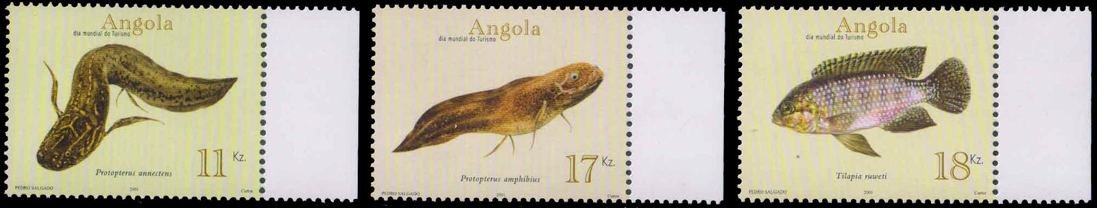ANGOLA 2001-Freshwater Fishes, Set of 3, MNH, Cat � 8-S.G. 1620-22