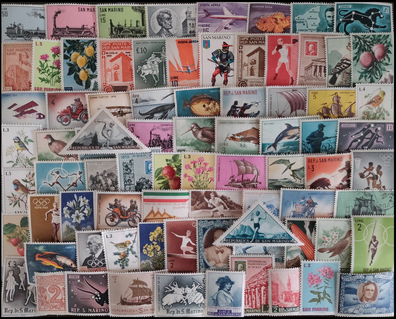 SANMARINO 115 Different Large and Mostly Mint Stamps