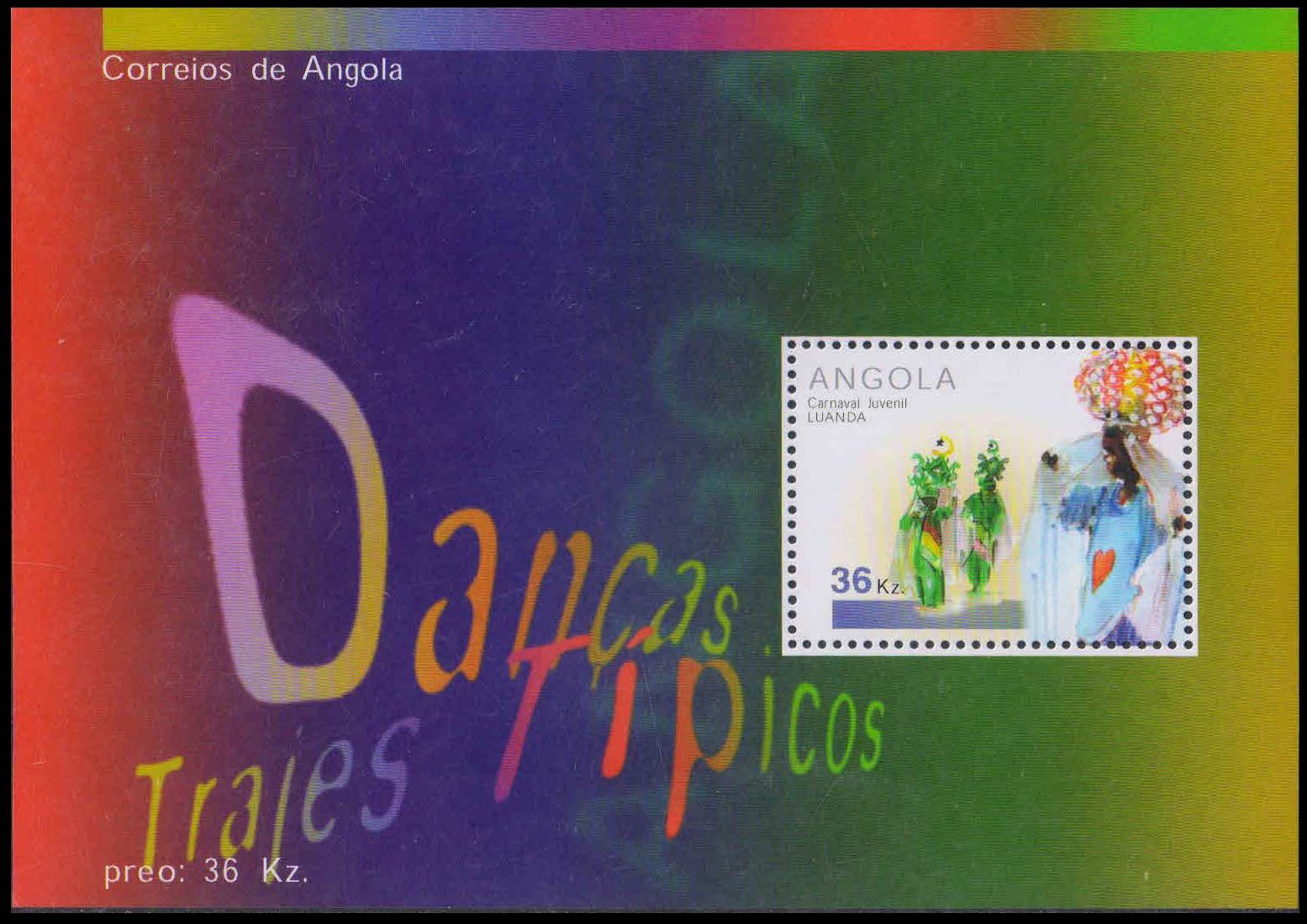 ANGOLA 2001-Traditional Dances, Carnival Juvenil Luanda, Miniature Sheet, MNH, S.G. MS 1629-Cat £ 5.50
