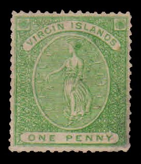 BRITISH VIRGIN ISLANDS 1866 - St. Ursula-One Penny Green, Mint, S.G. 1