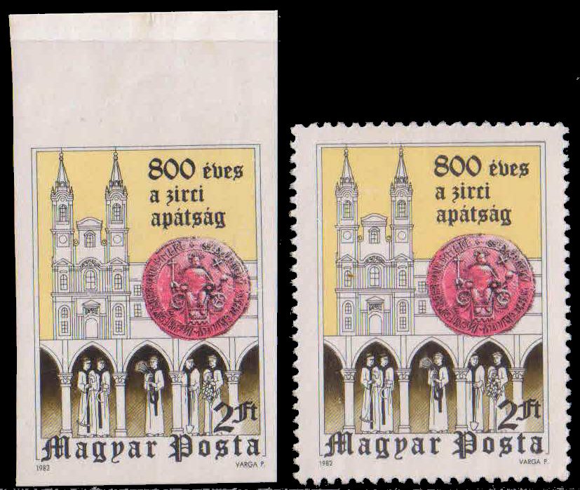 HUNGARY 1982-Zirc Abbey & Seal of King Bela III, Perf & Imperf, Mint G/Wash