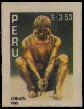 PERU 1993-Fire (Orejon Indians), Statue, Ethnic Groups, Self Adhesive, Imperf, 1 Value, MNH, S.G. 1811-Cat � 18-