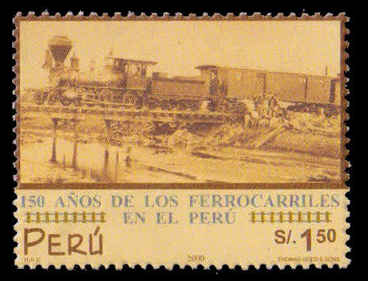 PERU 2000-Steam Locomotive, 150th Anniv. of Railways, 1 Value, MNH, S.G. 2077