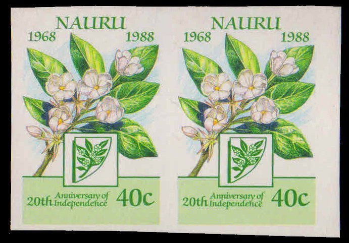 NAURU 1988-Tomano Flower, Imperf Pair, MNH, S.G. 359