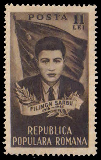 ROMANIA 1951-F. Sarbu, Patriot, 10th Death Anniv. 1 Value, MNH, S.G.2112