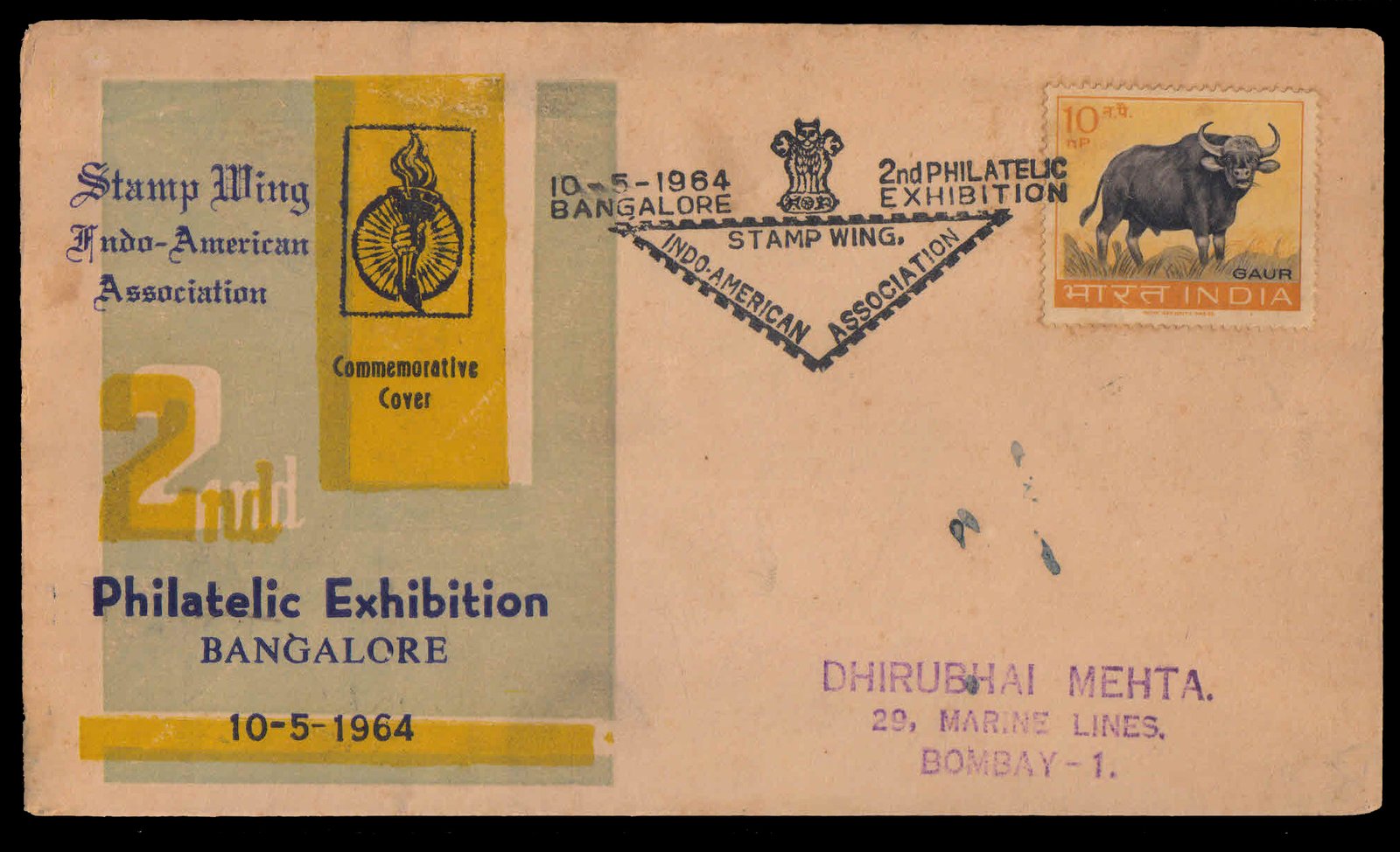 INDIA 10-05-1964-Special Cover, 2nd Indo-American Philatelic Exhibition, Condition as per scan