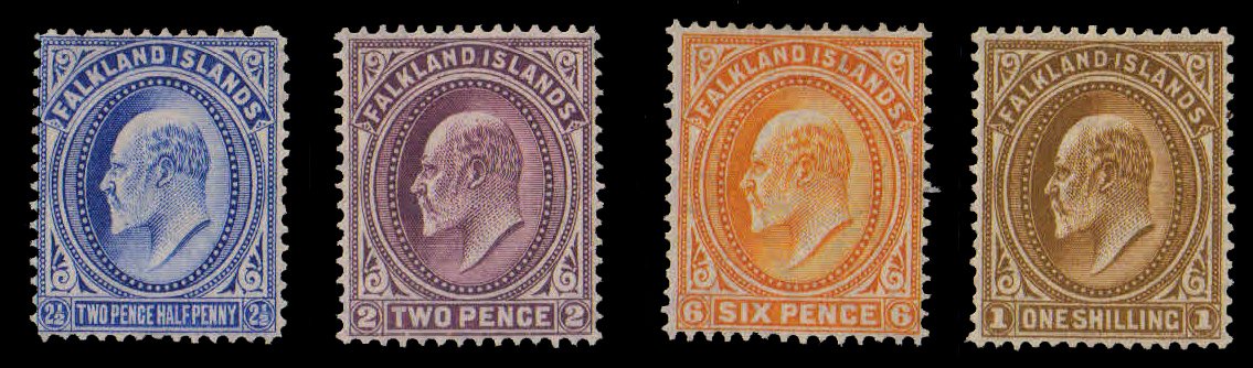 FALKLAND ISLANDS 1904-King Edward-4 Different, Mint Hinged as per Scan, S.G. 45-48, Cat � 145