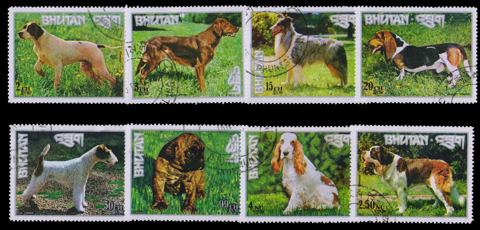 BHUTAN 1973-Dogs-Complete Set of 8 Stamps-Used