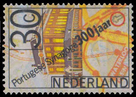 NETHERLANDS 1975-Synagogue & Map (300th Anniv.), 1 Value, MNH, S.G. 1206