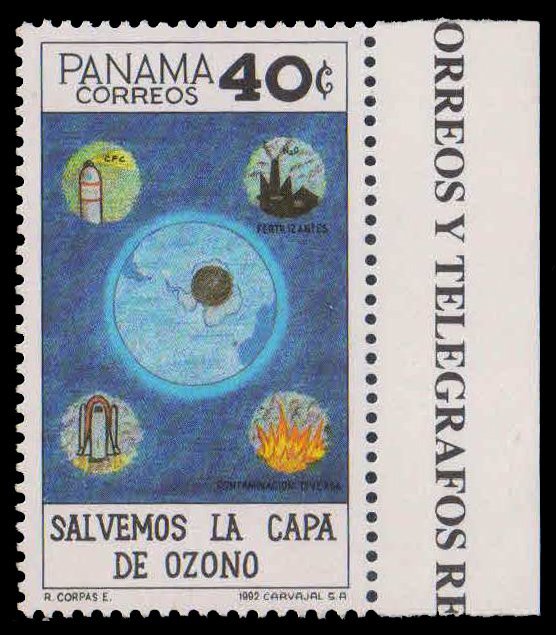 PANAMA 1992-Pollutants & Hole Over Antarctic, Save the Ozone Layer, 1 Value, MNH, S.G. 1528