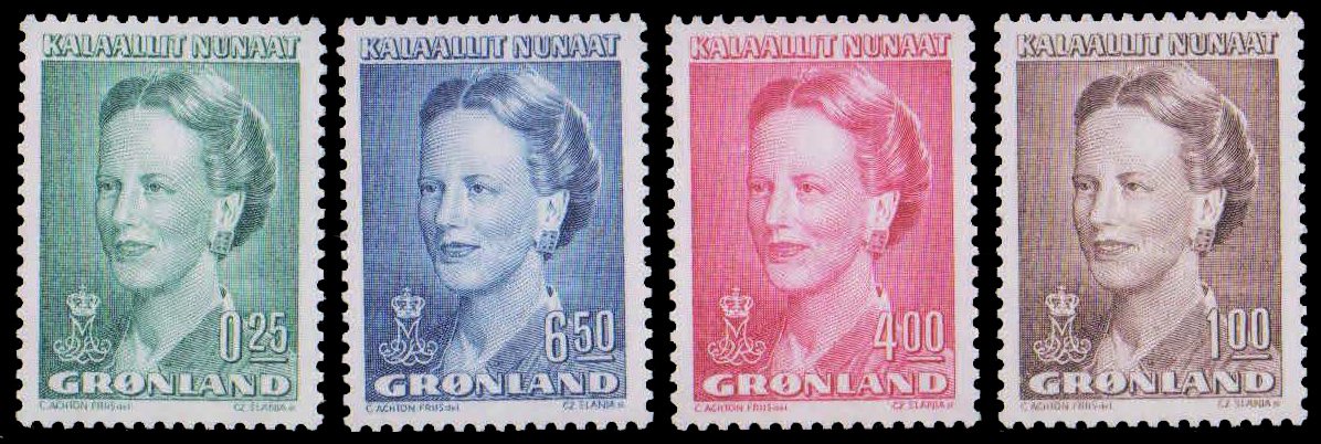 GREENLAND 1990-Queen Margrethe, Women, Set of 4, MNH, S.G. 210, 11, 12, 14, Cat £ 6-