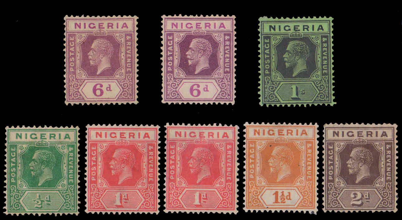 NIGERIA 1914-Portrait of King George V-8 Different as per Scan, Mint Hinged, S.G. 15-26