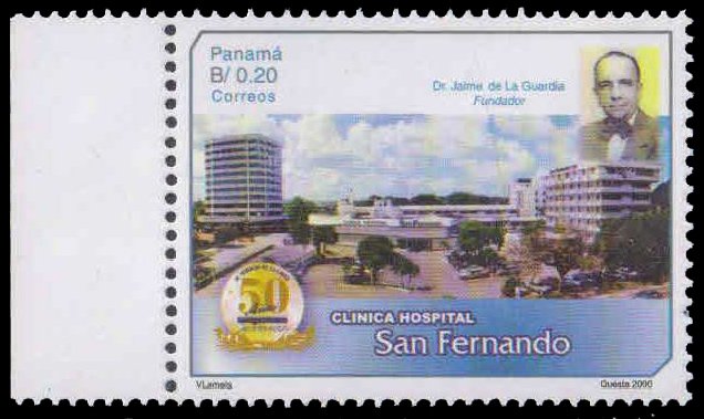 PANAMA 2001-San Fernando Clinical Hospital, 50th Anniv. Building, Dr. Jaime De la Guardia, 1 Value, MNH, S.G. 1657