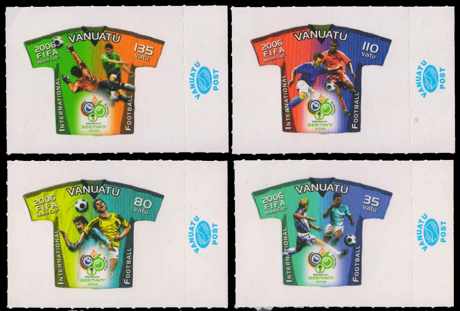 VANUATU 2006-World Cup Football Championship-Odd Shape-T-Shirt Shaped, Set of 4, MNH, S.G. 968-971-Cat � 8.50