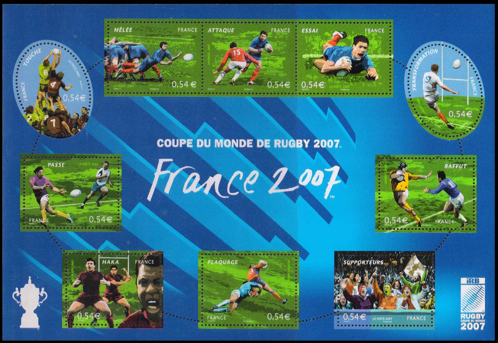 FRANCE 2007-Rugby World Cup Championship-Odd Shaped-Sheet-let of 10 MNH, S.G. MS 4310-Cat £ 31