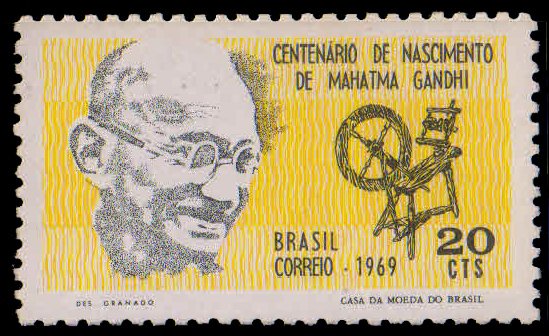 BRAZIL 1969-Mahatma Gandhi-100th Birth Anniv. 1 Value, MNH