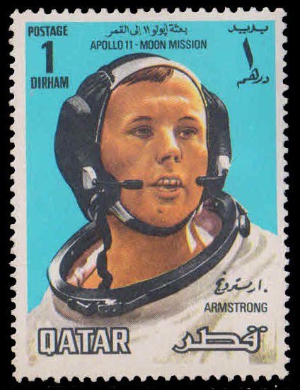 QATAR 1969-Space-Neil Armstrong-1st Man on the Moon-S.G. 301-1 Value, MNH