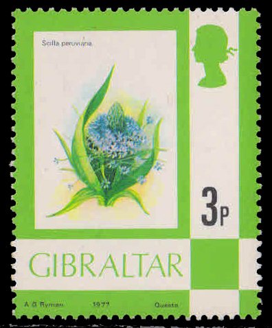 GIBRALTAR 1977-Giant Squill, Flowers, 1 Value, MNH, S.G. 378