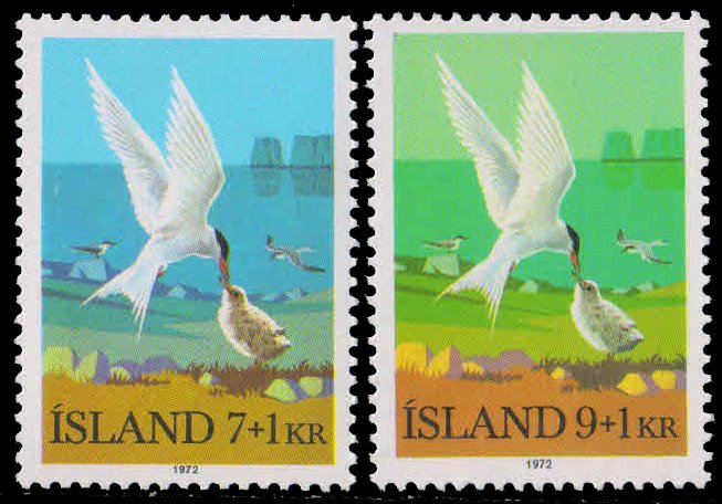 ICELAND 1972-Arctic Tern (Bird), Charity Stamps, Set of 2, MNH, S.G. 500-01