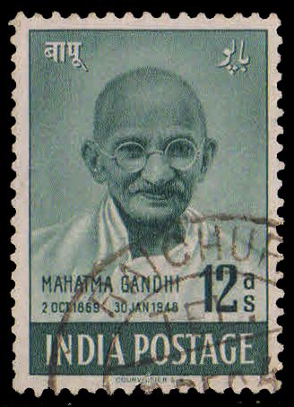 INDIA 1948-12 As. Mahatma Gandhi, 1 Value, Used, S.G. 307