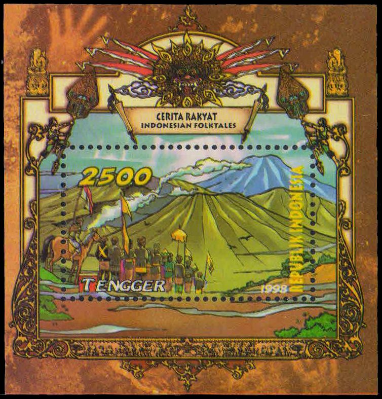 INDONESIA 1998-Folk Tales, Tengger People Giving of barring to Volcano, M/S, MNH, S.G. MS 2395