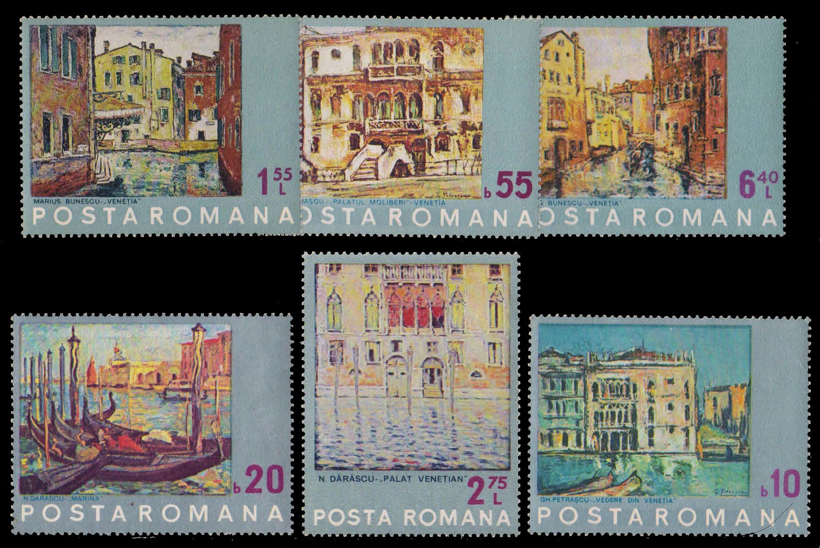 ROMANIA 1972 - UNESCO 'Save Venice' Campaign, Paintings of Venice, Set of 6, MNH, S.G. 3951-56