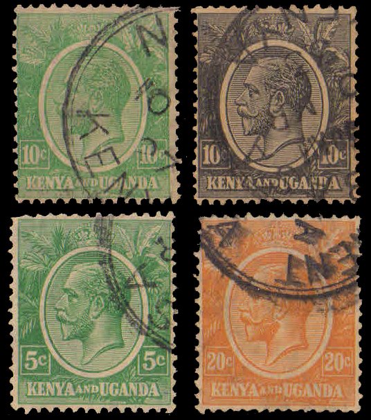 KENYA & UGANDA 1920-4 Different, King George V, Used, Old Stamps, S.G. 78-83