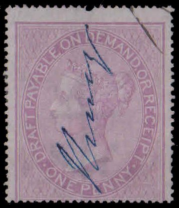 GREAT BRITAIN 1856-Postal Fiscal Stamp, Used, Queen Victoria, As per Scan, S.G. F7