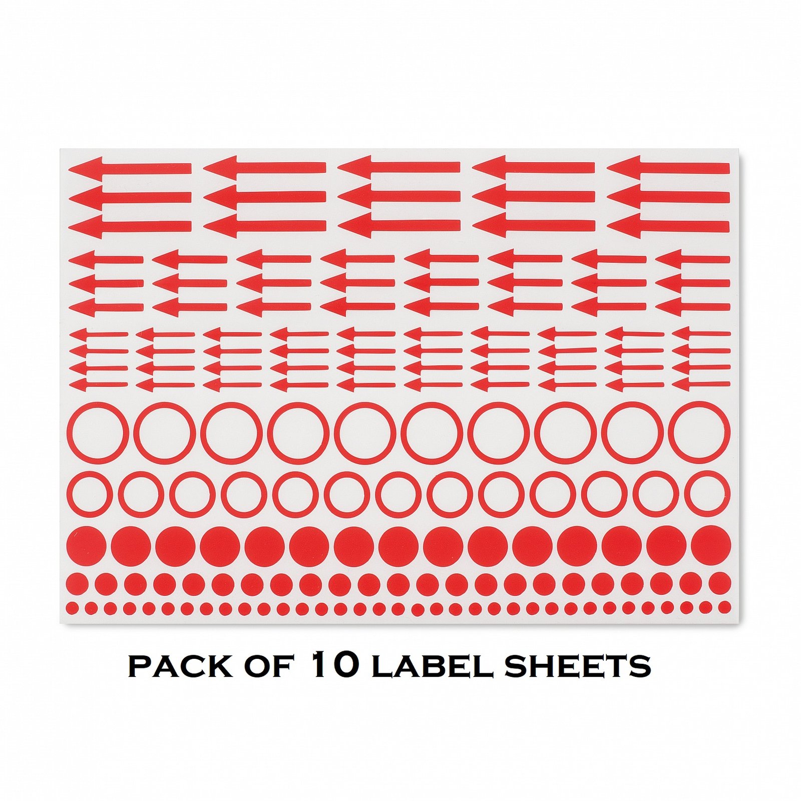 Lighthouse Indicator labels, Self-adhesive, Pack of 10 Label Sheets (Include various dots, circles and arrows), Made In Germany