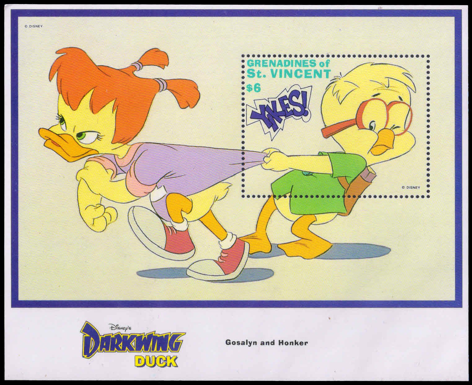 GRENADINES OF ST. VINCENT-Miniature Sheet-Disney Darkwing Duck-Gosalyn and Hanker, Disney Cartoon