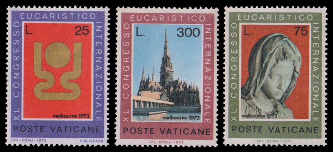 VATICAN CITY 1973, Int. Eucharistic Congress, Melbourne, Set of 3, MNH, S.G. 591-593
