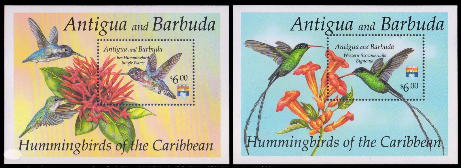 ANTIGUA & BARBUDA 1992-Flora & Fauna, Birds, Set of 2 Miniature Sheets, MNH, Set of 2 Sheets, Cat � 10-