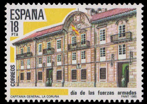 SPAIN 1985-Capitania General Headquarters, Armed Forces Day, Building, 1 Value, MNH, S.G. 2802