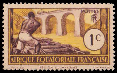 FRENCH EQUATORIAL AFRICA 1937-Logging near Mayunba Bridge, 1 Value, MNH, S.G. 34