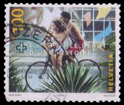 SWITZERLAND 2005-Couple riding Bicycle, Used-1 Value, S.G. 1626-Cat £ 2.75
