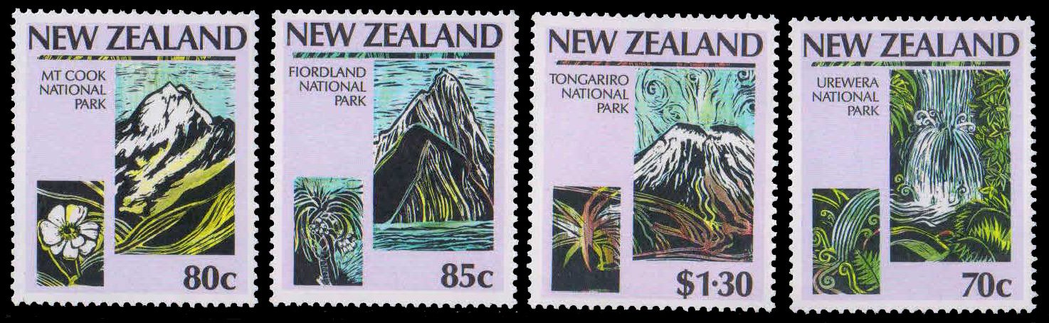 NEWZEALND 1987-Cent. of National Parks Movement, Set of 4, MNH, Face $ 3.65-S.G. 1428-31