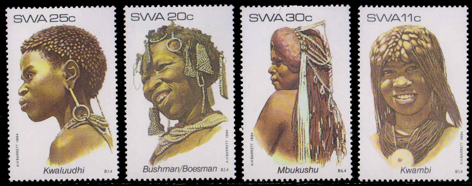 SOUTH WEST AFRICA 1984-Traditional Headdresses-Women, Set of 4 Stamps, MNH, S.G. 427-430