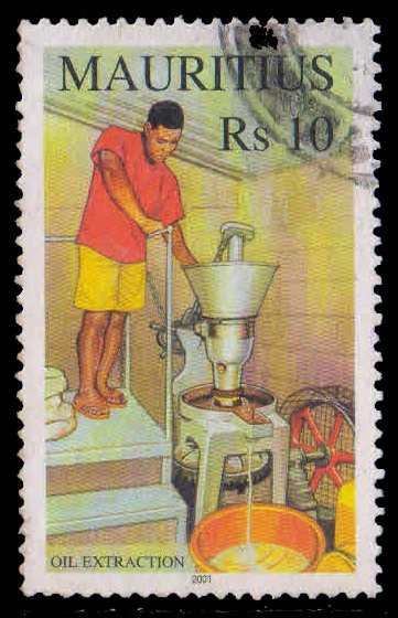 MAURITIUS 2001-Extracting Coconut Oil Industry, 1 Value, Used, S.G. 1069-Cat £ 3-