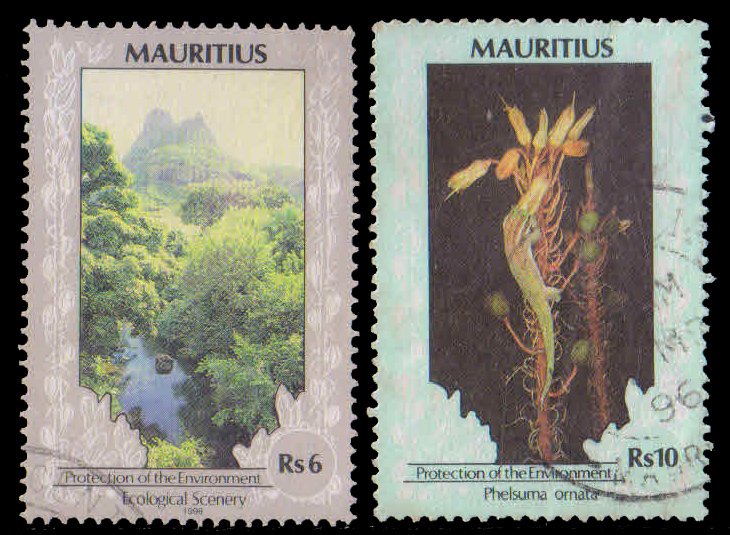 MAURITIUS 1989-Protection of the Environment-Ecological Scenery, Plant, 2 Different Stamps, S.G. 805 & 806