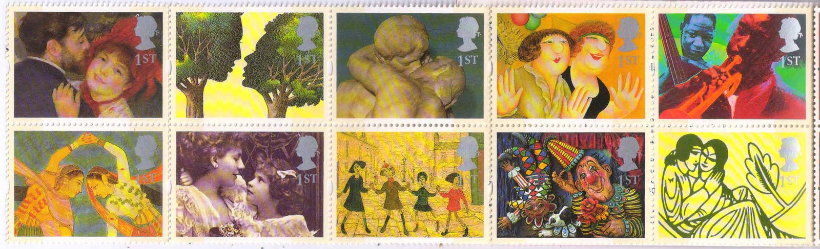 GREAT BRITAIN, England 1995-Greeting Stamps, "Greetings in Art", Set of 10, MNH, England, S.G. 1858-1867