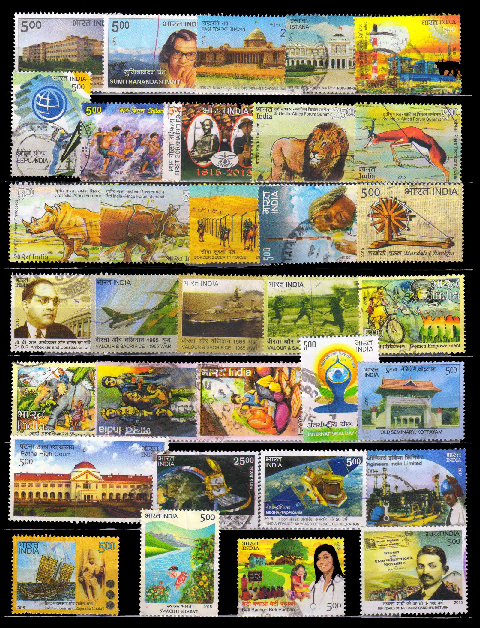 INDIA YEAR UNIT 2015, Set of 33 Used Stamps
