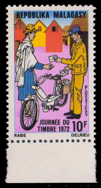 MALAGASY 1972-Stamp Day, Moped Postman, Philately, 1 Value, MNH, S.G. 213