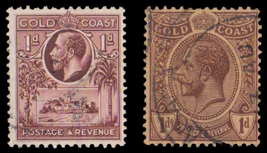 GOLD COAST 1913-1928-King George V, 2 Different Old, Used
