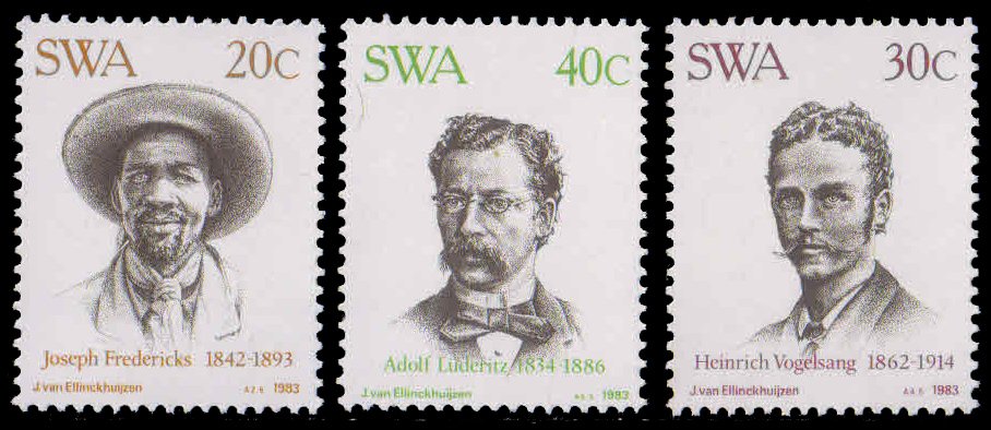 SOUTH WEST AFRICA 1983-Cent. of Luderitz, Personalities-Set of 3, MNH, S.G. 407, 409, 410