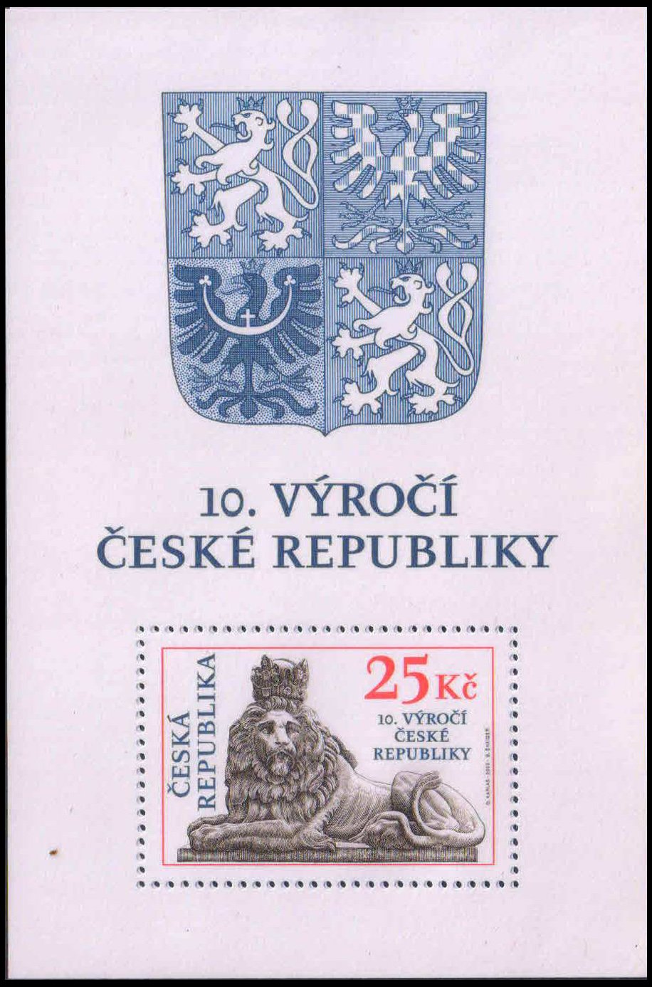 CZECH REPUBLIC 2003-Lion Statue, 10th Anniv. of Czech Republic, M/S, MNH, S.G. MS 353-Cat � 6.25
