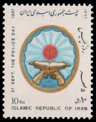 IRAN 1987-Police Day, Open Book on crossed Pistols, 1 Value, MNH, S.G. 2408