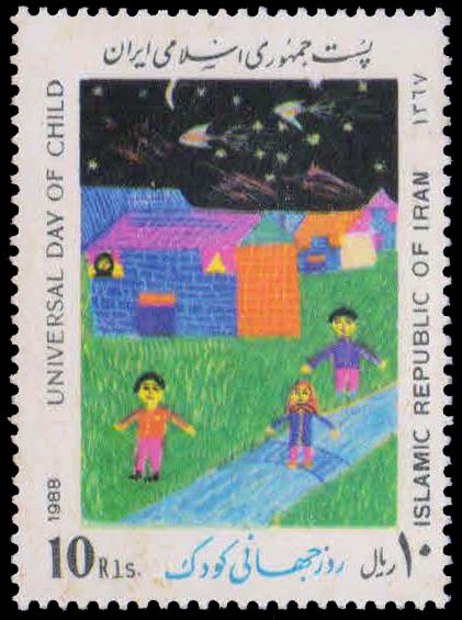IRAN 1988-International Children's Day, Children Playing by River, 1 Value, MNH, S.G. 2472