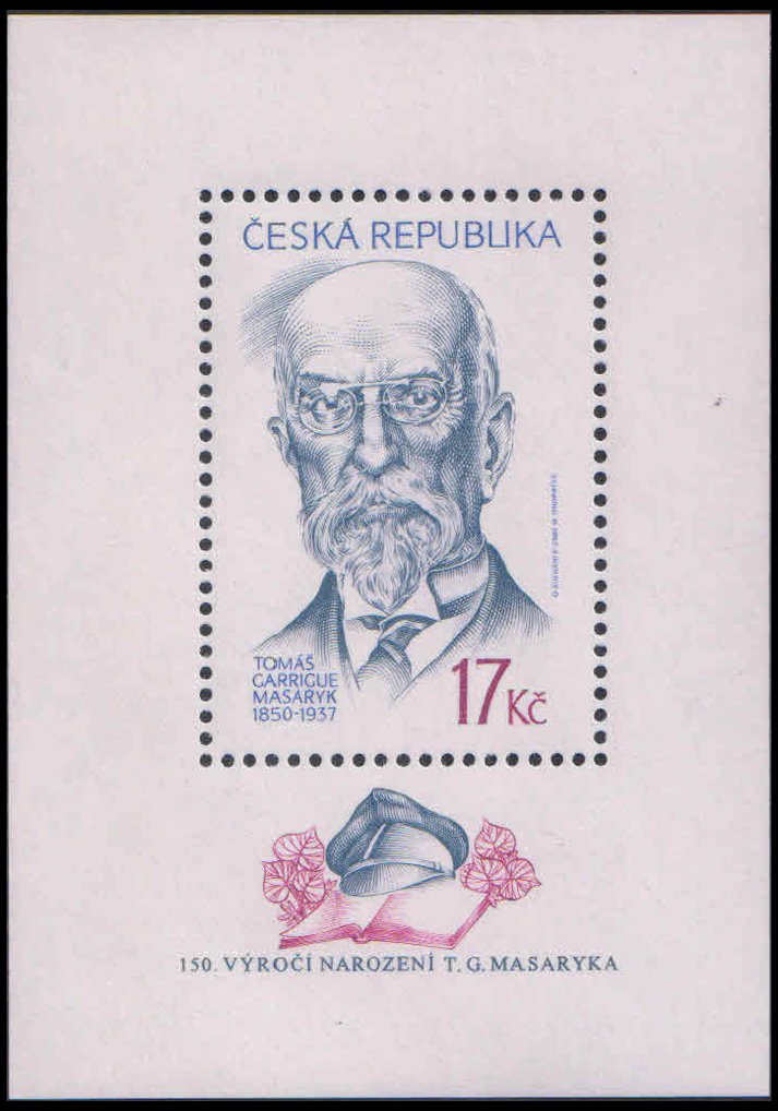 CZECH REPUBLIC 2000-150th Birth Anniv. of Tomas Masaryka President of Czechoslovakia, M/S, MNH, S.G. MS 259