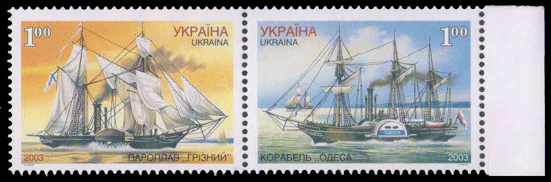 UKRAINE 2003-Ships, Se-tenant Pair, MNH, S.G. 482-483-Cat £ 4-